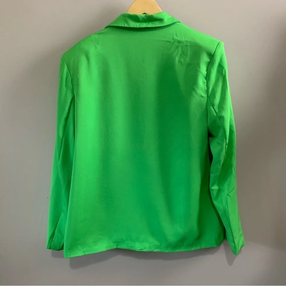 Pretty little things oversized bright green button front blazer